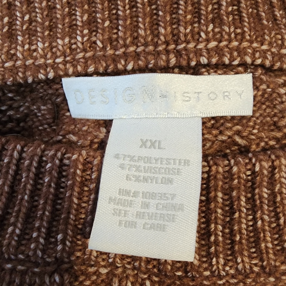 NWOT Design History Super Soft Brown Cable Knit Sweater Size XXL - Picture 4 of 4
